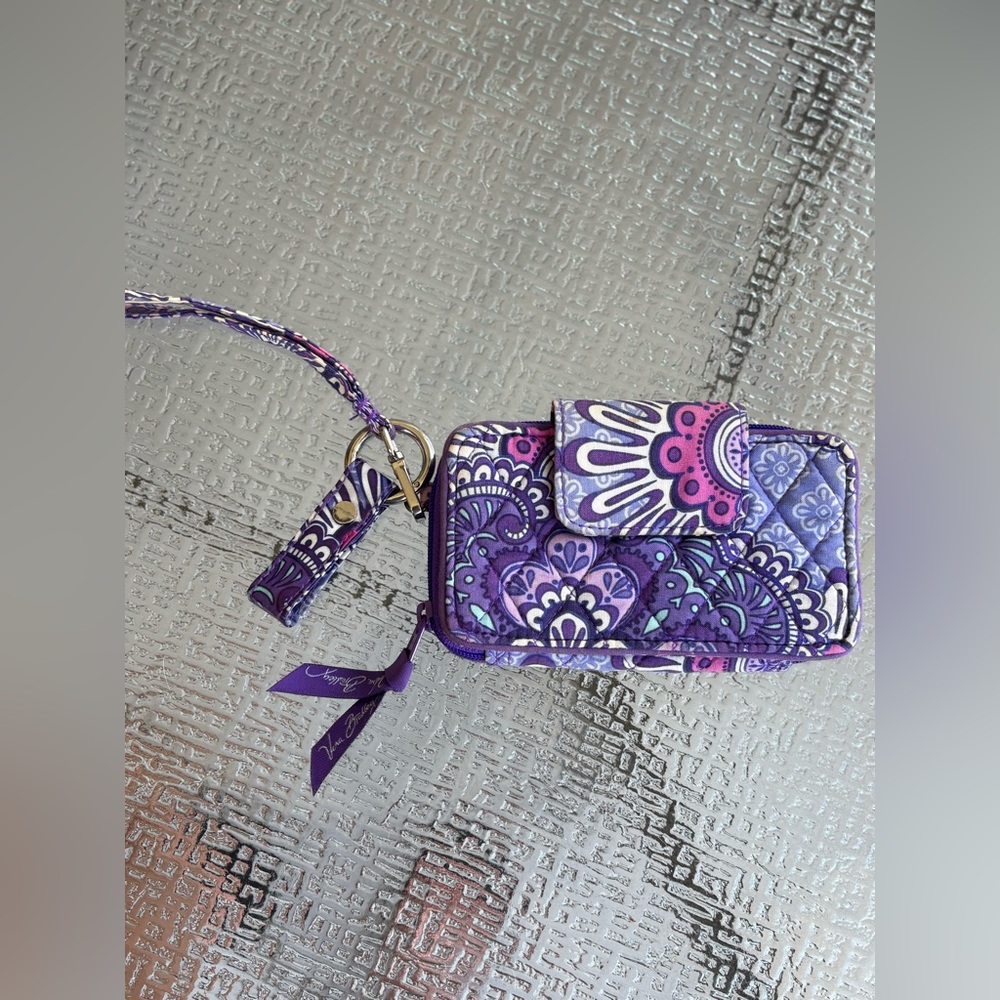 Vera Bradley Purple Floral Quilted Wristlet Phone Bag